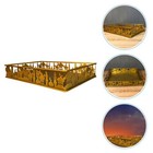 Golden Muslim Eid Iron Food Serve Tray Creative Square-shaped Food Container