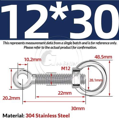 M10 M12 M14 A2 304 Stainless Steel Lifting Eye Nut + Eye Bolts Threaded Rings - Picture 27 of 60