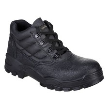Portwest FW10 Padded Collar S1P SR Leather Safety Steel Toe Work Boots - Black