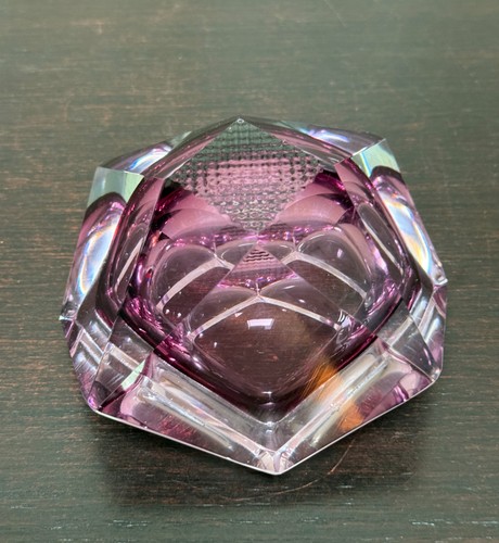 Murano Purple Italy Glass Sommerso Diamond Bowl Catch-All Bowl or Ashtray - Picture 5 of 11
