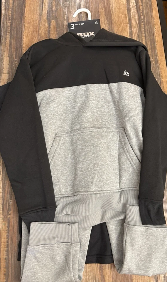 NUEVO RBX live life active conjunto de 3 piezas gris y negro talla 8 / niños pequeños Foto 4 de 4