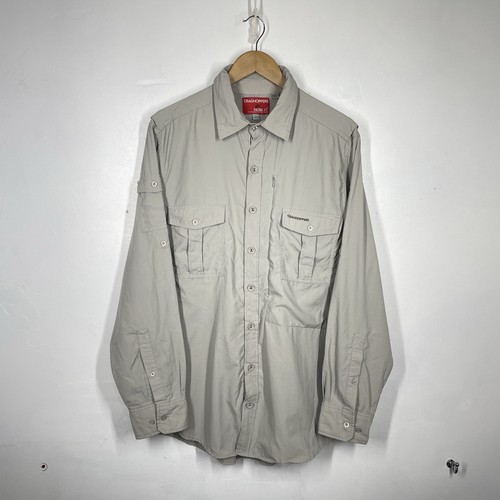 Craghoppers Shirt Mens L Beige Nosilife Adventure Insect Long Sleeve Hiking