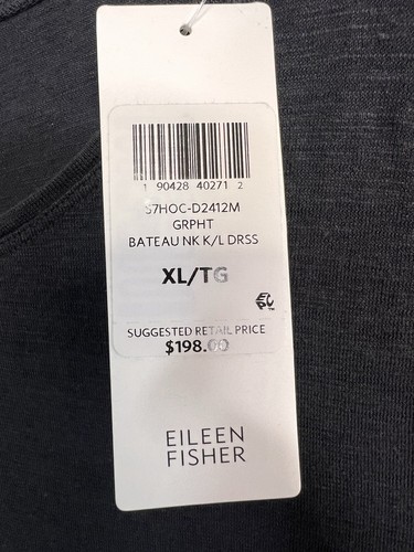 Eileen Fisher Neu Gr. XL Graphit, Grau Bio Baumwolle Hanf Twist Kleid - Bild 5 von 7