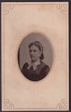 Woman in headband choker & earrings matted tintype J D Davis Brooklyn