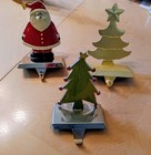 3 Stocking Holders Hangers For Mantel - Christmas Trees & Santa Claus