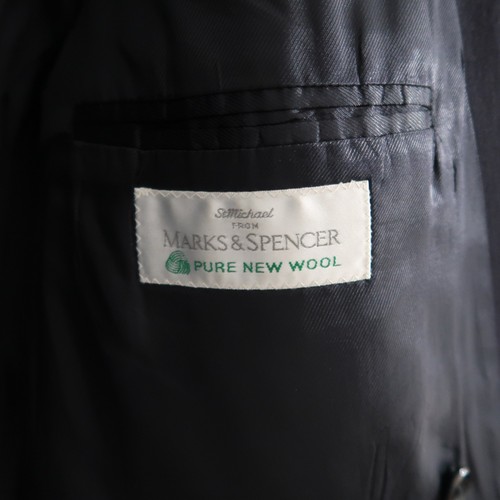 "Chaqueta Blazer M&S St Michael Pura Lana Doble Pecho Azul Marino De Colección - Pecho 40""" - Imagen 10 de 11