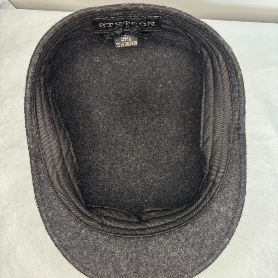 Gorra plana STETSON 100 % lana para hombre grande gris oscuro preppy invierno Foto 2 de 4
