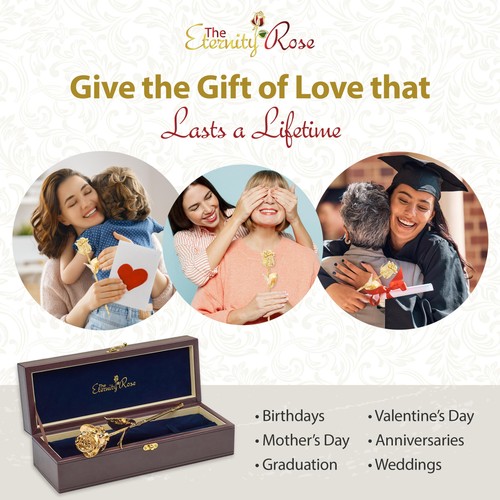 Gold Dipped Rose 24K, Romantic Gifts for Her, Real Preserved Flower, 11.5", A... - Picture 2 of 8