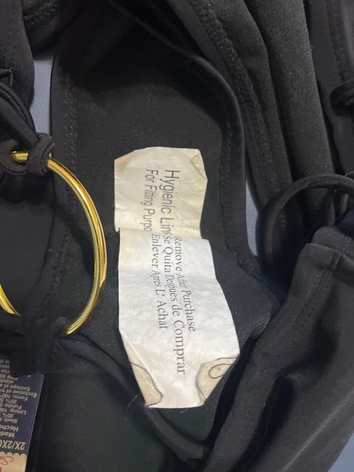 NUEVO Traje de baño negro/parte inferior de bikini 2X (18W/20W) anillo dorado descolorido acento playa Foto 4 de 4