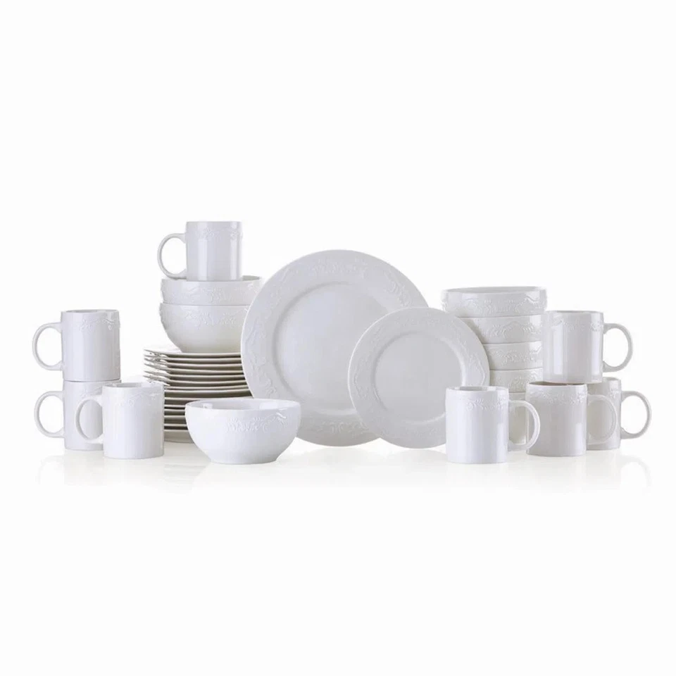 Pfaltzgraff Embossed Charlotte 32-Pc Porcelain Dinnerware Set Service for 8 - Image 2 of 2