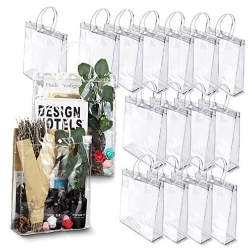  20 PCS Large Clear Gift Bags with Handles,9.8" x Clear 9.8" x 11.8" x 3.1"