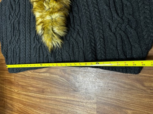 Joie Cable Knit Cardigan Sweater Collar Fur Oversized Gray size Small - Picture 6 of 21