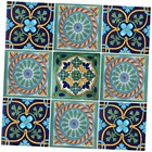 9 Mexican Tiles 4" x 4" Hand Painted Talavera F-30