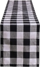 Tosewever Buffalo Check Plaid Table Runner, 14 x 72 Inch, Black and White