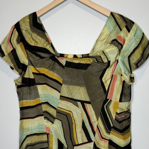 Thakoon 100% Silk Abstract Print Square Neck Blouse Size 4 Artsy Luxury Casual - Picture 4 of 11