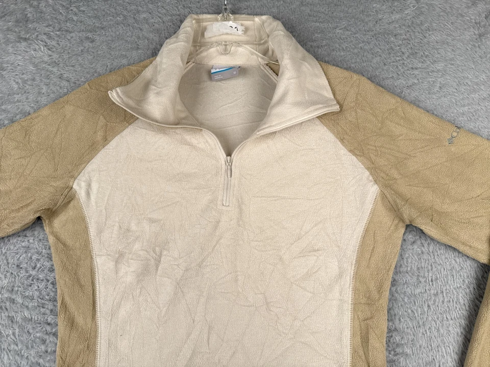 Suéter Columbia Mujer Medio Beige Dos Tonos 1/4 Cremallera Poliéster Polar Cuello Simulado Foto 4 de 4