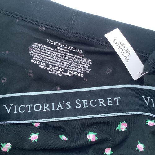 Victoria's Secret Black Floral Logo Waistband Hiphugger Panties - Size L - BNWT - Picture 3 of 3
