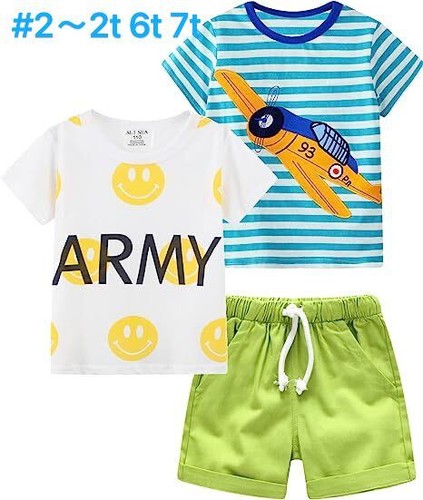 Boys 3 Piece 2 Short Sleeve Tee and Short Set 2t~7t.95% cotton. - Picture 23 of 34