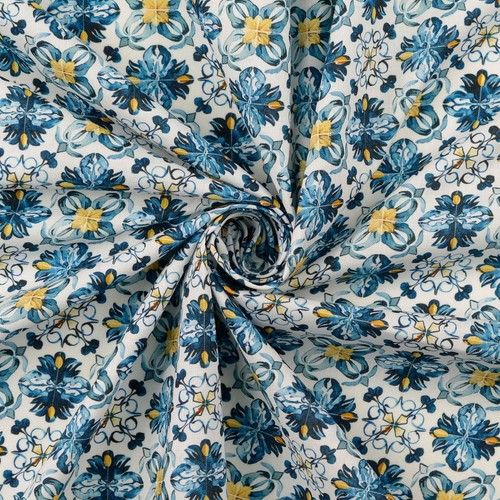 0,5m Portugisische Muster, blau, BW-Druck digital, 2118330002 (12,60 EUR/m) - Bild 2 von 2