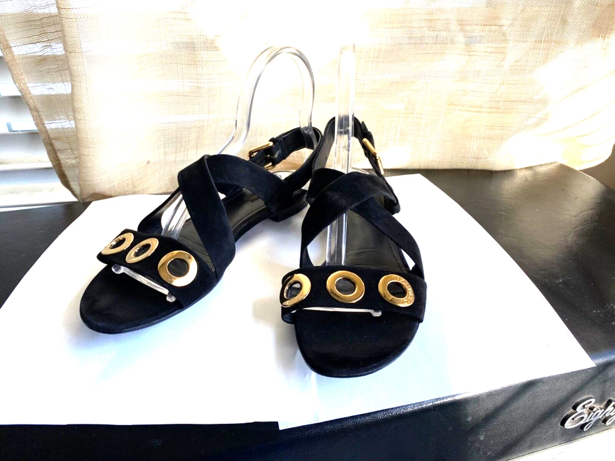 LOUIS VUITTON BLACK SUEDE Leather SANDALS FLATS SIZE 39-8.5- 10 long $1350