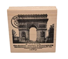 Large Arc De Triomphe Wooden Block Mounted Rubber Stamp