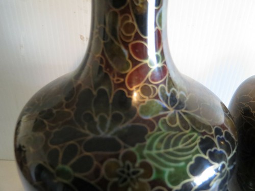 Paar Vintage antike chinesische Cloisonne Vasen - 9" hoch - außergewöhnlich schön - Bild 6 von 10