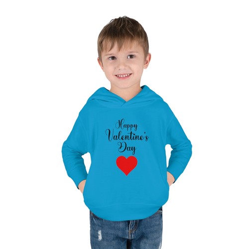 Happy Valentine's Day with Red Heart Toddler Unisex Pullover Fleece Hoodie - Picture 2 of 41