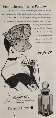 1947 Print Ad Parfums Hartnell Dress Rehearsal for a Perfume Pretty Lady Drawing