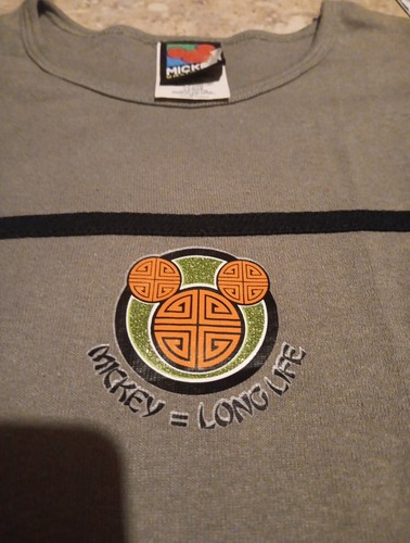 VTG Mickey Unlimited Womens Large Shirt Greenish Short Sleeve Mickey = Long Life - Picture 2 of 5