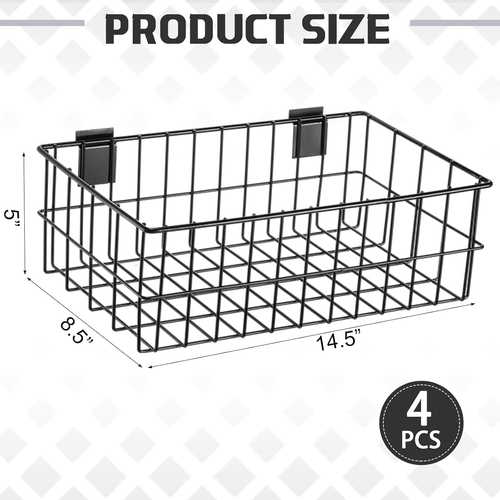 4Pcs Metal Slatwall Baskets and Bins Set Hanging Storage Baskets for PVC Slatwal - Picture 3 of 7