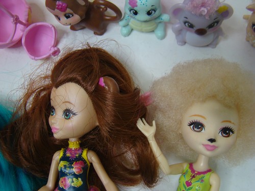 Lotto 20 figurine bambole Enchantimals 4 bambole bici carrello bevande animali - Foto 2 di 19