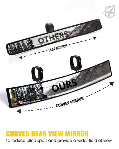 Espejo retrovisor central curvo UTV de 17,5" con luces para Polaris RZR 1000 de 1,75"-2" - Imagen 5 de 8