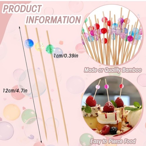 100 Pcs Cocktail Picks Disco Ball Decorative Toothpicks for Appetizers Wooden - Picture 2 of 7