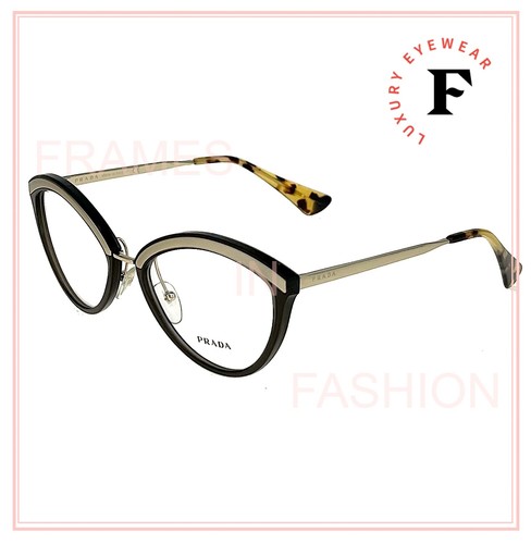 PRADA MILLENNIALS PR14UV Black Gold Cat Eyeglasses Optical Frame 54 mm 14U - Picture 4 of 7