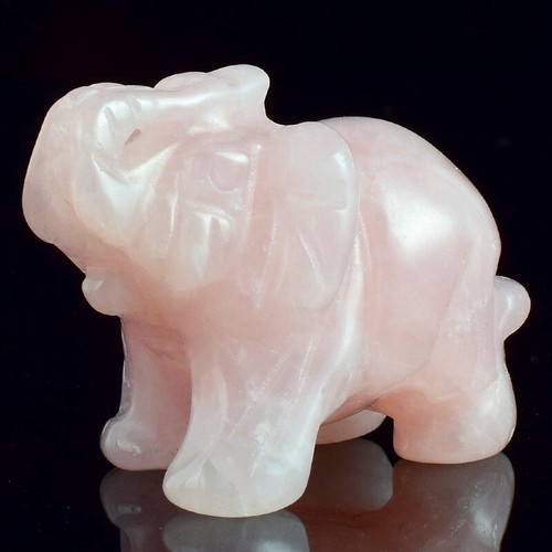 Piedra curativa elefante tallada cristal cuarzo rosa natural escultura animal Reiki - Imagen 5 de 8