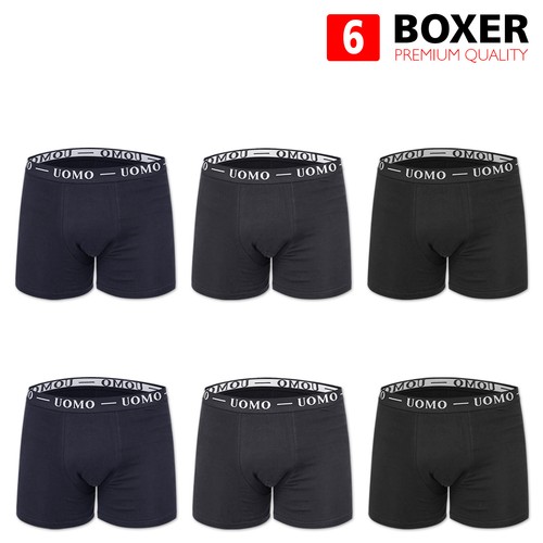 Set 6 Pezzi Boxer Uomo Mutande Cotone Elasticizzato Intimo Nero Grigio Blu VEQUE - Foto 13 di 23