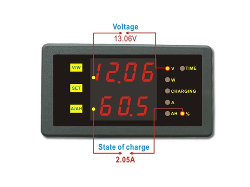 DC 0-120V 0-50A Voltage Current Capacity Power Charge Discharge Battery Monitor - Picture 3 of 9