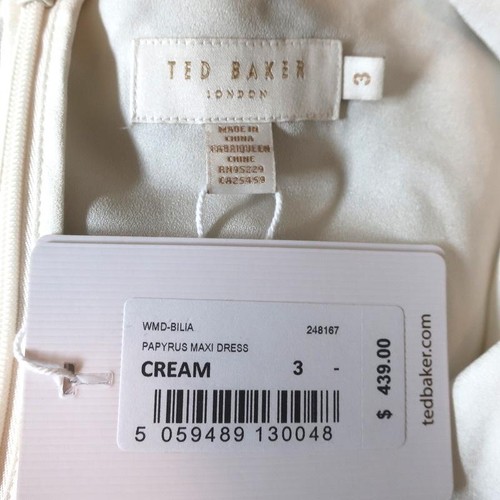 Ted Baker Maxi Dress Bilia Papyrus Floral Print Chiffon Size 3 Short Sleeve NEW - Picture 6 of 8