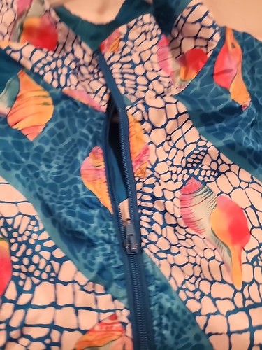 Sunterra Zip Windbreaker Jacket Vibrant Abstract Seashells Size XL Vintage Retro - Picture 9 of 19
