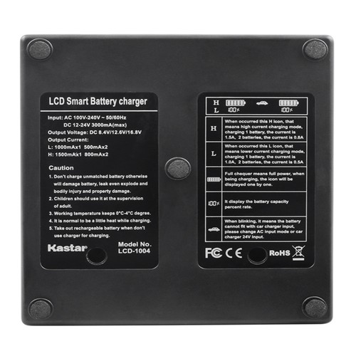 Kastar LCD Dual Fast Intelligent Charger for Canon LP-E6 BG-E6 E7 E9 E11 E13 E14 - Picture 3 of 4