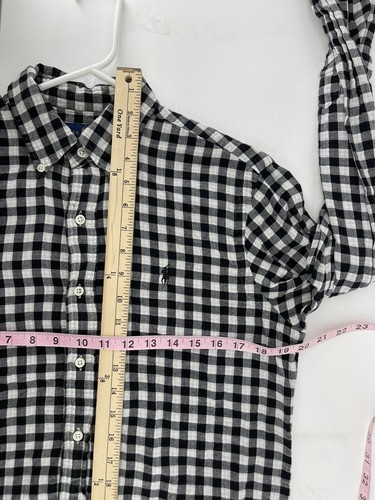 Ralph Lauren Light Flannel Shirt Mens Size Small Black White Checks Long Sleeve - Picture 6 of 9