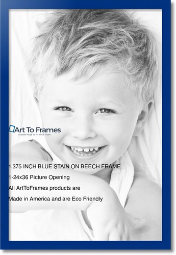 ArtToFrames Custom Picture Poster Frame Blue Stain on 1.375" Wide Wood - Picture 5 of 7