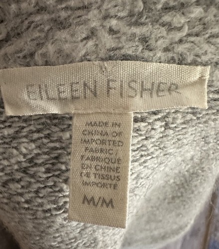 Eileen Fisher Jacket Womens Medium Alpaca Wool Blend Open Front Pockets Gray - Picture 14 of 16