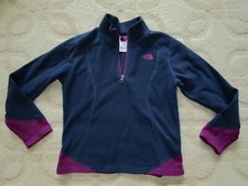 North Face Girl Glacier 1/4 zip Fleece Blue and Purple size L 14/16 VGUC