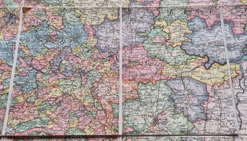 c. 1900s Bacon's Excelsior Map of Yorkshire & Adjoining Counties Cloth - VG - Picture 15 of 24