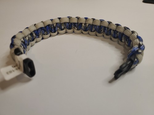 Survival Bracelet Cord Blue Gray 8" Long Snap Closure - Picture 5 of 5