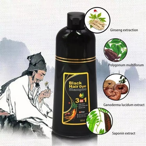 Black, Dark Brown, Chestnut Hair Dye Shampoo Instant 3 in 1 +100% Grey Coverage - Picture 5 of 20