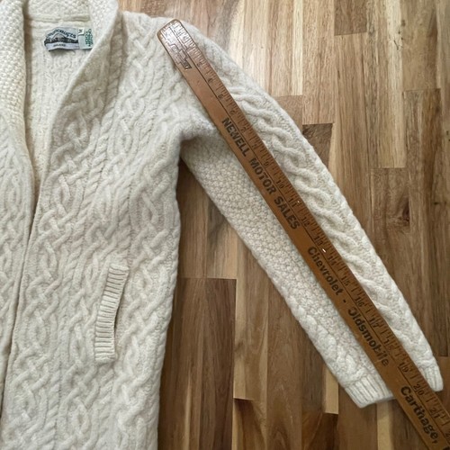Aran Crafts Sweater (tag Med)Small Ivory Open Cardigan Ireland Merino Wool *Read - Picture 5 of 6