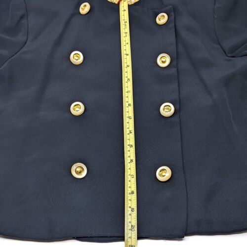 Womens Black cropped military jacket double breasted pearl collar Vintage Medium - Picture 12 of 19