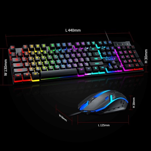 Computer Desktop Gaming Keyboard Game Mouse Mechanical Feel Led Light Backlit PC - Picture 36 of 76